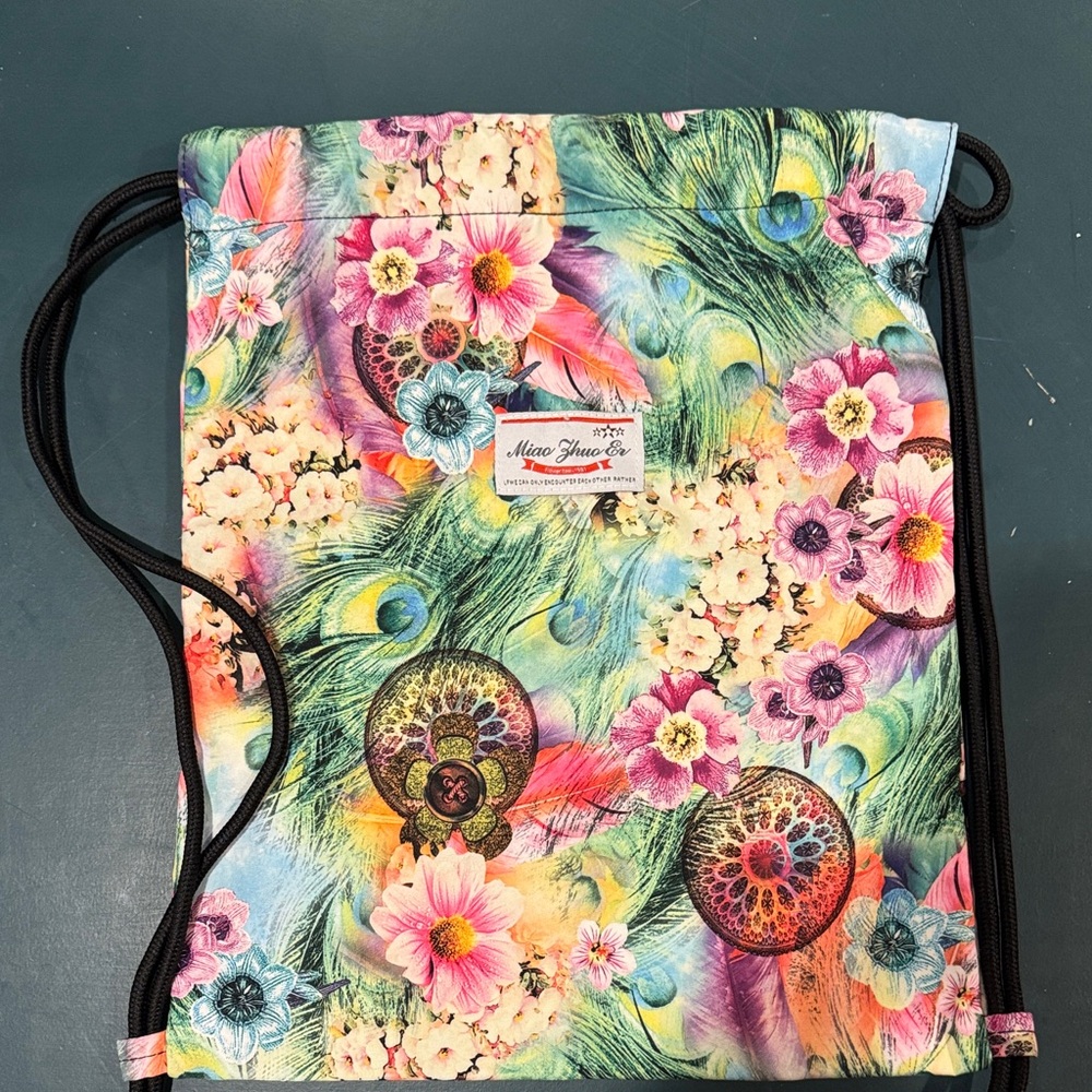 Floral Drawstring Backpack - image 1